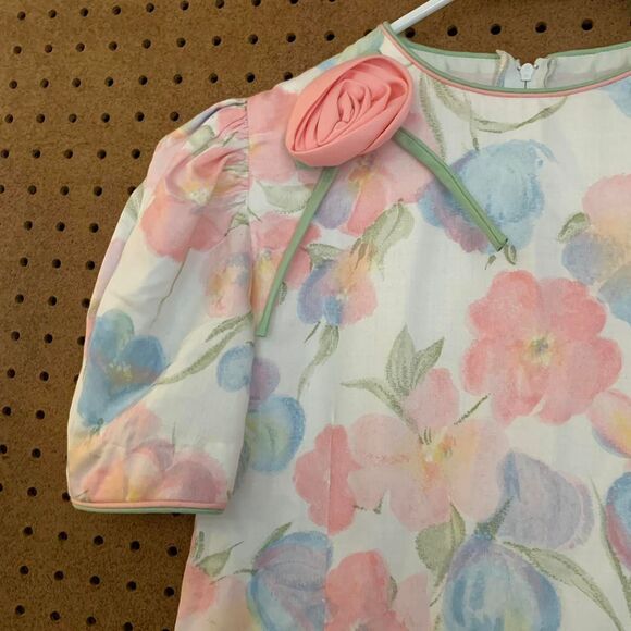 Vintage Floral Dress Pastel Drop Waist Spring Easter Girls 90s 80s Cottagecore - Picture 4 of 8